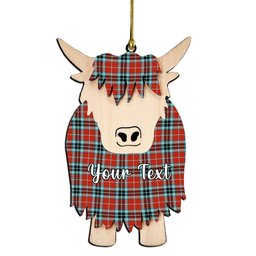 ScotsTee Shop Scottish McTavish Ancient Couple Tartan Highland Cow Ornament Acrylic