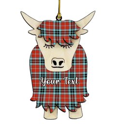 ScotsTee Shop Scottish McTavish Ancient Couple Tartan Highland Cow Ornament Acrylic