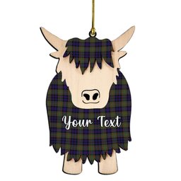 ScotsTee Shop Scottish McLellan Modern Couple Tartan Highland Cow Ornament Acrylic