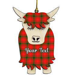 ScotsTee Shop Scottish MacQuarrie Modern Couple Tartan Highland Cow Ornament Acrylic
