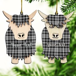 ScotsTee Shop Scottish Scott B&W 1850 Couple Tartan Highland Cow Ornament Acrylic