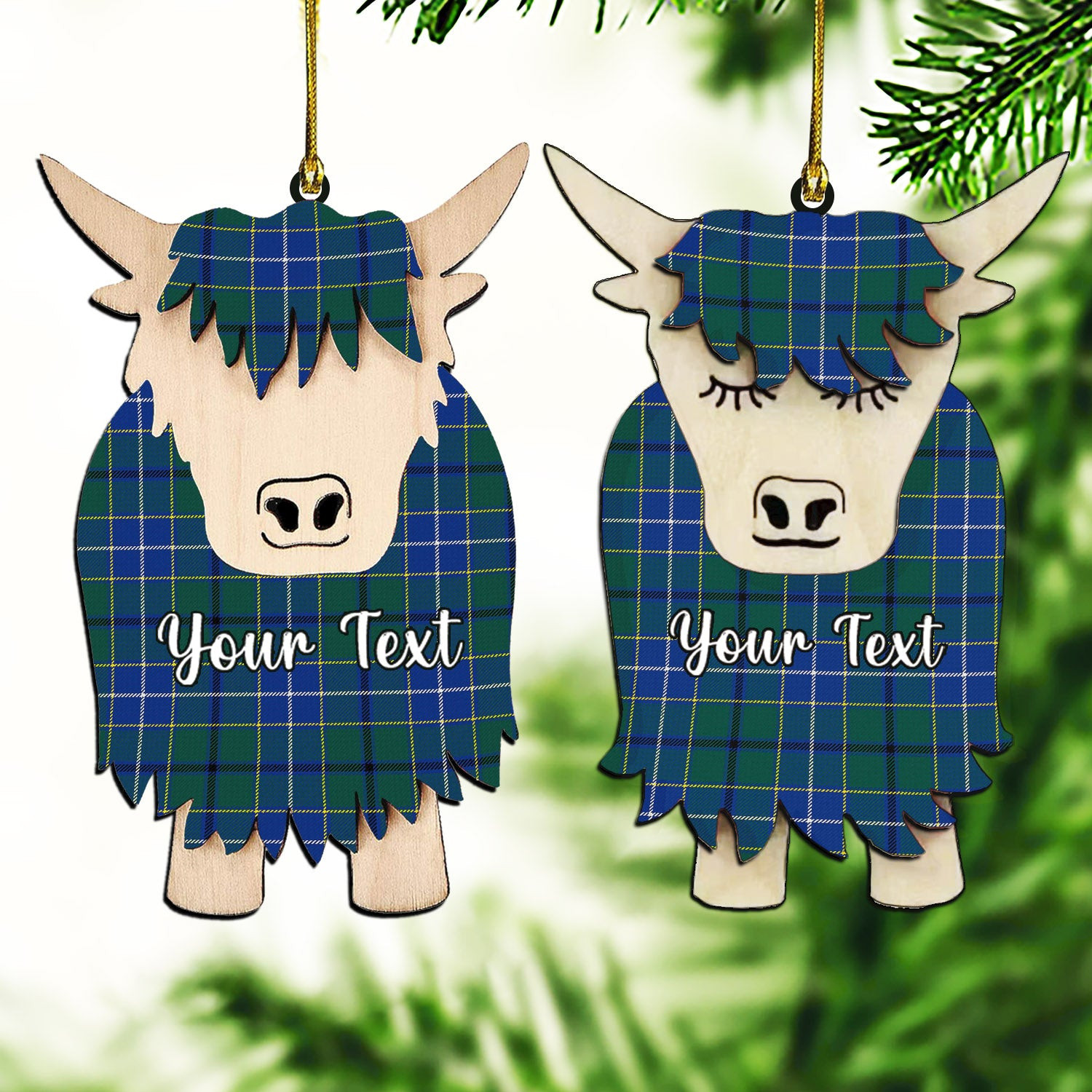 ScotsTee Shop Scottish Wishart Hunting Modern Clan Couple Tartan Highland Cow Ornament Acrylic