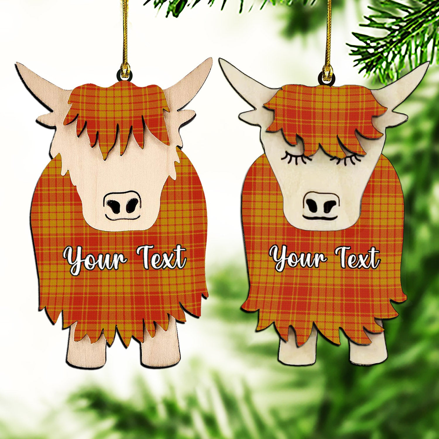ScotsTee Shop Scottish McMillan Dress Ancient Couple Tartan Highland Cow Ornament Acrylic