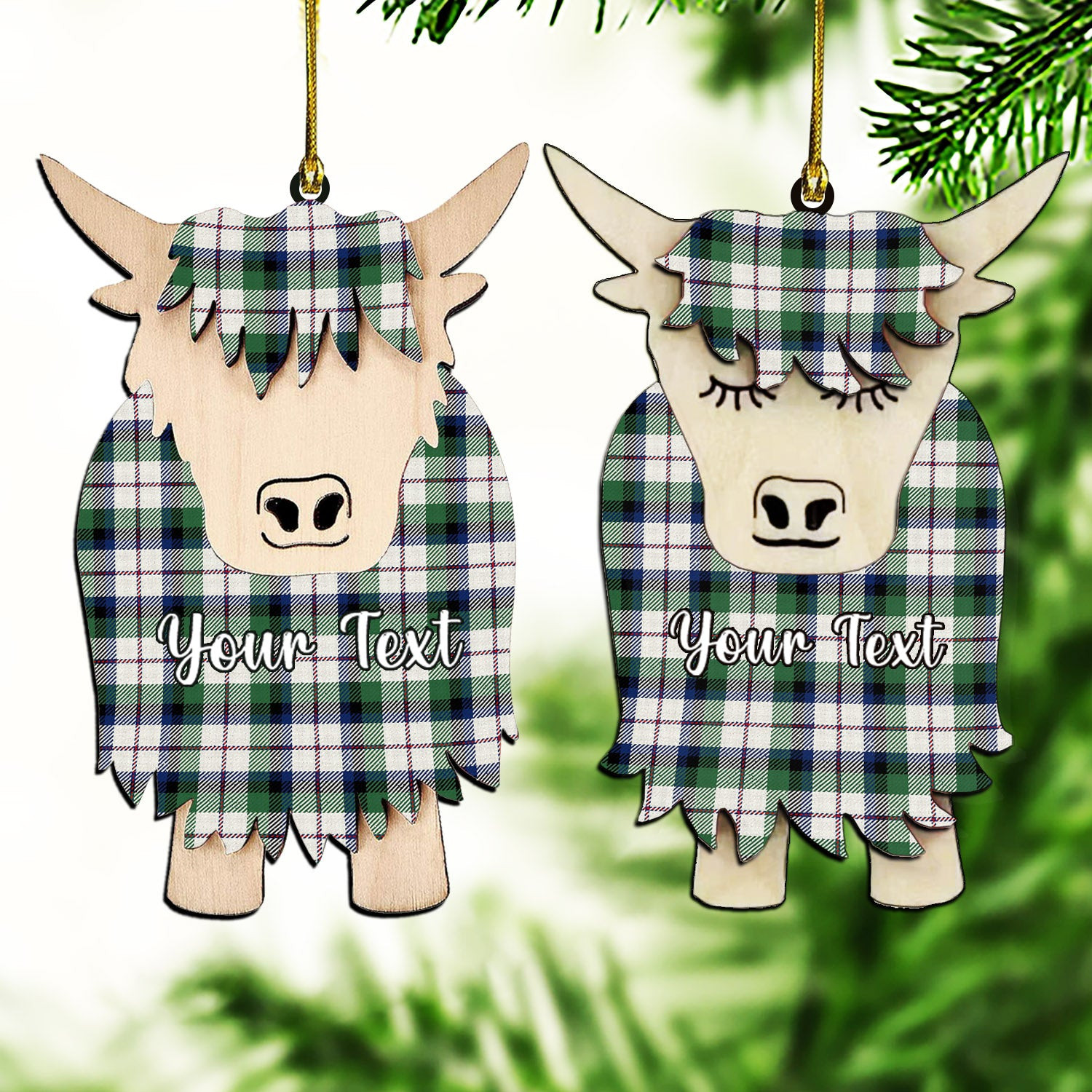 ScotsTee Shop Scottish Mcnaghten Dress Modern Couple Tartan Highland Cow Ornament Acrylic