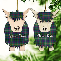 ScotsTee Shop Scottish Wood Modern Couple Tartan Highland Cow Ornament Acrylic