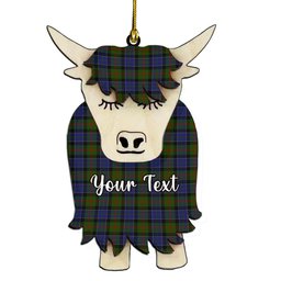 ScotsTee Shop Scottish MacPhedran Couple Tartan Highland Cow Ornament Acrylic