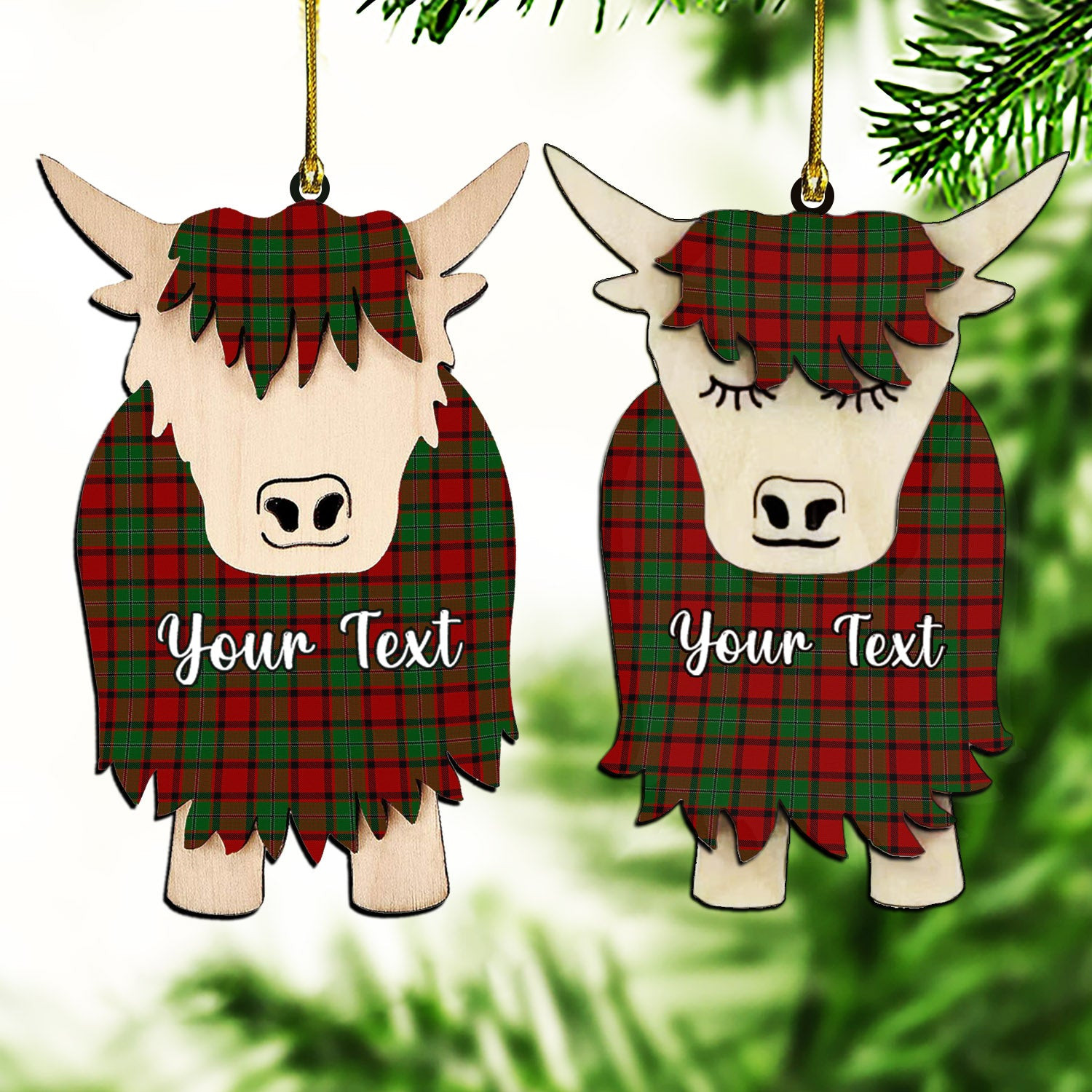 ScotsTee Shop Scottish McPhail Couple Tartan Highland Cow Ornament Acrylic