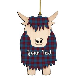 ScotsTee Shop Scottish Reagan Couple Tartan Highland Cow Ornament Acrylic