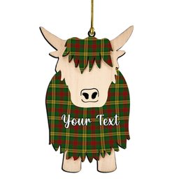 ScotsTee Shop Scottish MacMillan 1946 Couple Tartan Highland Cow Ornament Acrylic