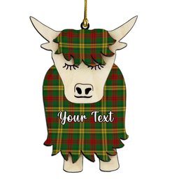 ScotsTee Shop Scottish MacMillan 1946 Couple Tartan Highland Cow Ornament Acrylic