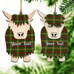 ScotsTee Shop Scottish MacMillan 1946 Couple Tartan Highland Cow Ornament Acrylic