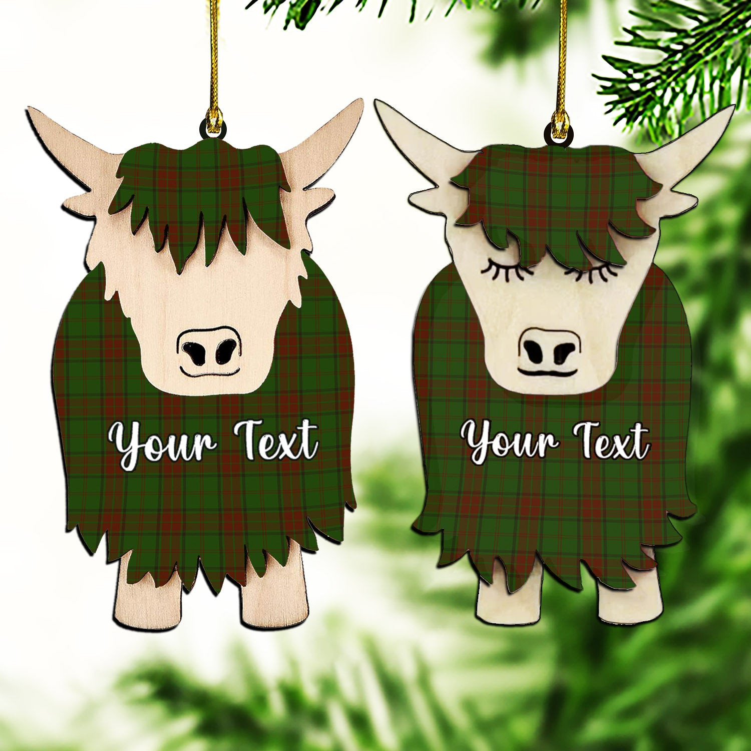 ScotsTee Shop Scottish Maxwell Hunting SC Couple Tartan Highland Cow Ornament Acrylic