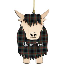 ScotsTee Shop Scottish Stewart Black Ancient Couple Tartan Highland Cow Ornament Acrylic