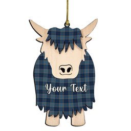 ScotsTee Shop Scottish Thorburn Lochcarron Couple Tartan Highland Cow Ornament Acrylic