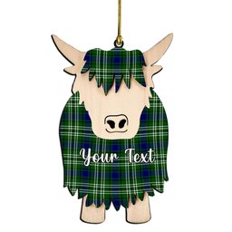 ScotsTee Shop Scottish Mow Couple Tartan Highland Cow Ornament Acrylic
