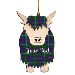 ScotsTee Shop Scottish MacIntyre Inglis Couple Tartan Highland Cow Ornament Acrylic