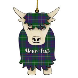 ScotsTee Shop Scottish MacIntyre Inglis Couple Tartan Highland Cow Ornament Acrylic