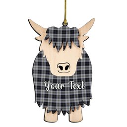 ScotsTee Shop Scottish Menzies Black Dress Couple Tartan Highland Cow Ornament Acrylic