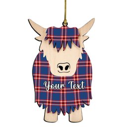 ScotsTee Shop Scottish Laing of Archiestown Modern Couple Tartan Highland Cow Ornament Acrylic