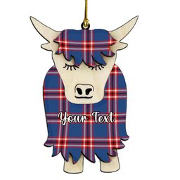 ScotsTee Shop Scottish Laing of Archiestown Modern Couple Tartan Highland Cow Ornament Acrylic