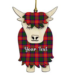 ScotsTee Shop Scottish Wauchope Couple Tartan Highland Cow Ornament Acrylic