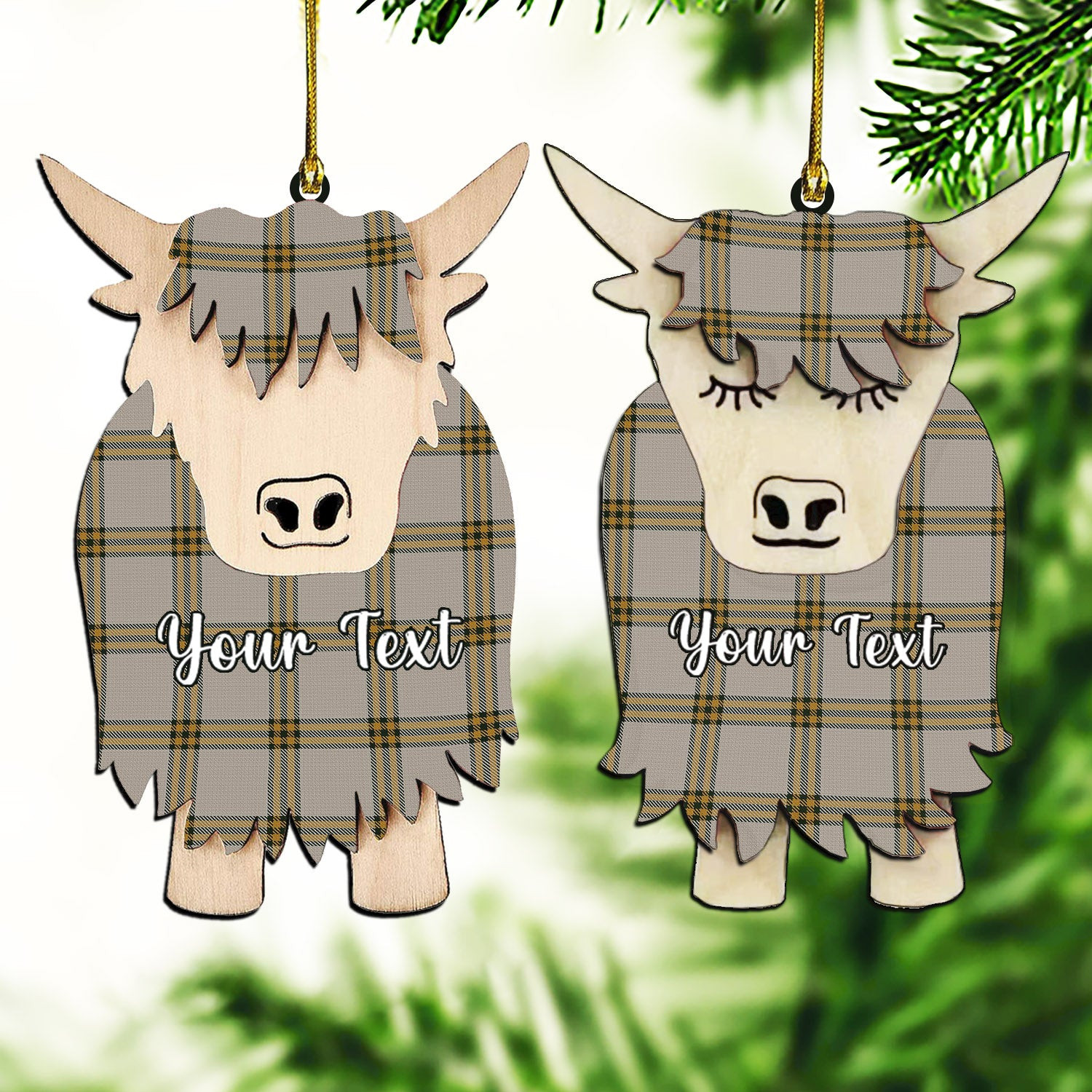 ScotsTee Shop Scottish Young in Australia Couple Tartan Highland Cow Ornament Acrylic