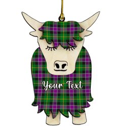 ScotsTee Shop Scottish Selkirk Couple Tartan Highland Cow Ornament Acrylic