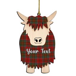 ScotsTee Shop Scottish Stewart of Galloway Couple Tartan Highland Cow Ornament Acrylic