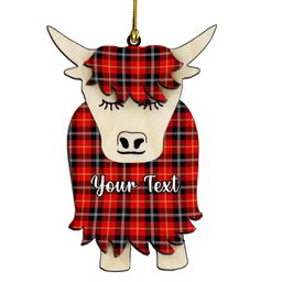 ScotsTee Shop Scottish Marjoribanks SC Couple Tartan Highland Cow Ornament Acrylic