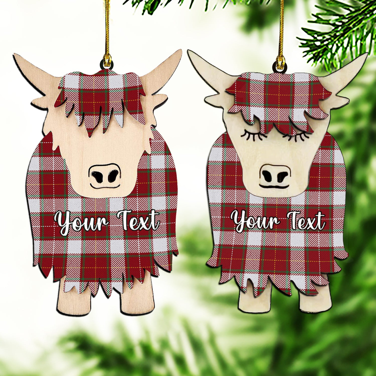 ScotsTee Shop Scottish MacFie Dress Ancient Couple Tartan Highland Cow Ornament Acrylic