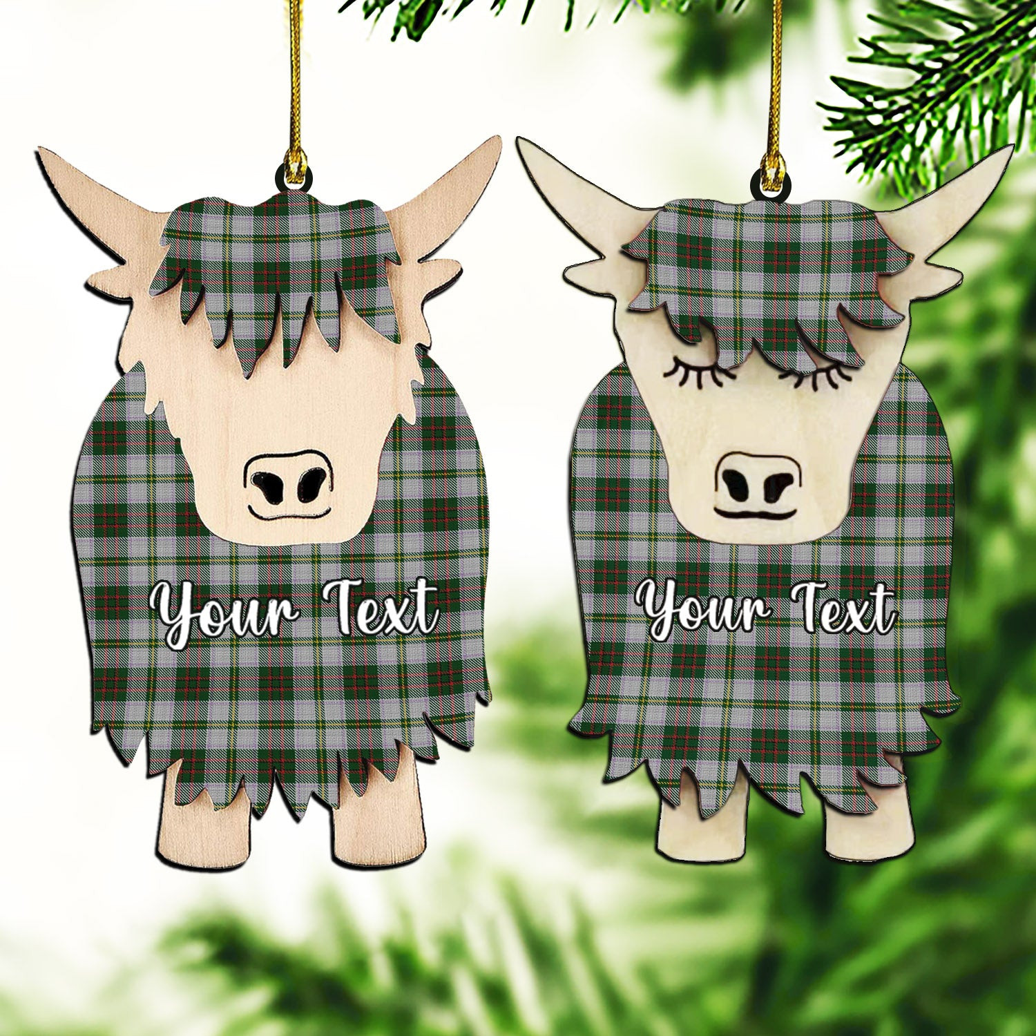 ScotsTee Shop Scottish Tailyour Dress 2 Couple Tartan Highland Cow Ornament Acrylic