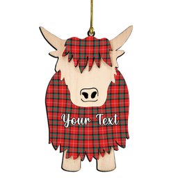 ScotsTee Shop Scottish Stewart (Stuart) of Bute Couple Tartan Highland Cow Ornament Acrylic