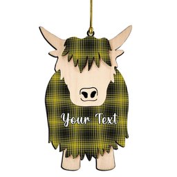 ScotsTee Shop Scottish Yamaguchi Tsutomu Couple Tartan Highland Cow Ornament Acrylic
