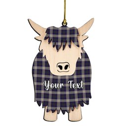 ScotsTee Shop Scottish Unidentified Gordon variant Couple Tartan Highland Cow Ornament Acrylic