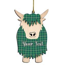 ScotsTee Shop Scottish Kennedy Ancient Couple Tartan Highland Cow Ornament Acrylic