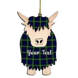 ScotsTee Shop Scottish Lamont Modern Couple Tartan Highland Cow Ornament Acrylic