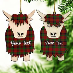 ScotsTee Shop Scottish MacNeacail Couple Tartan Highland Cow Ornament Acrylic