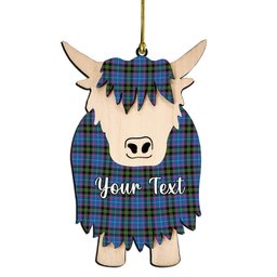 ScotsTee Shop Scottish Lang of Sherbrooke Ancient Clan Couple Tartan Highland Cow Ornament Acrylic