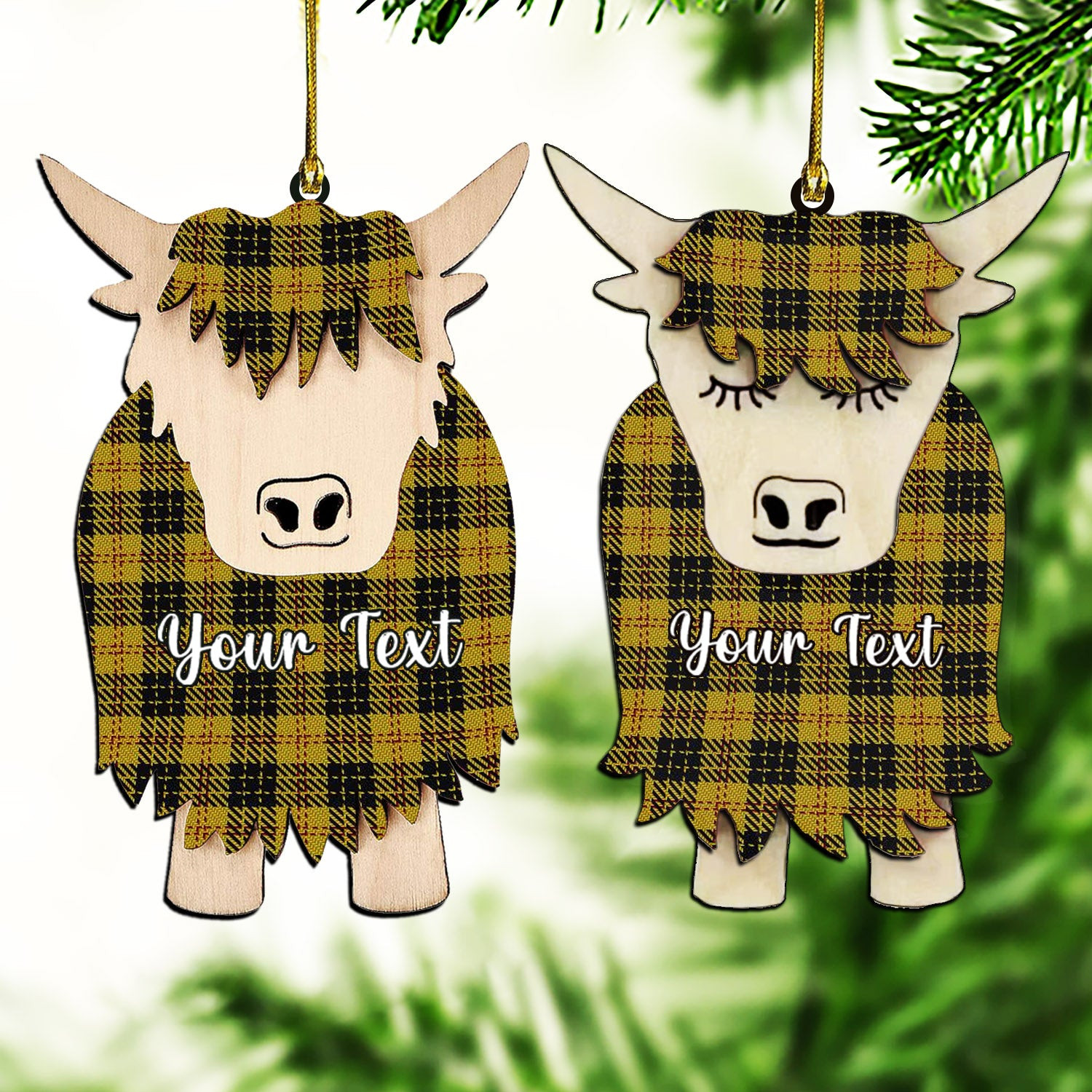 ScotsTee Shop Scottish McLeod Couple Tartan Highland Cow Ornament Acrylic