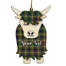 ScotsTee Shop Scottish Reid Green SC Couple Tartan Highland Cow Ornament Acrylic
