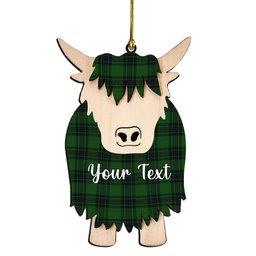ScotsTee Shop Scottish MacKinross Couple Tartan Highland Cow Ornament Acrylic