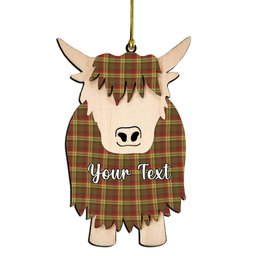 ScotsTee Shop Scottish MacMillan Old Weathered Couple Tartan Highland Cow Ornament Acrylic