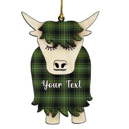 ScotsTee Shop Scottish MacIvor Hunting Couple Tartan Highland Cow Ornament Acrylic