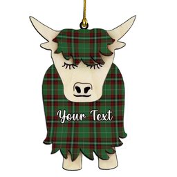ScotsTee Shop Scottish Kiernan Couple Tartan Highland Cow Ornament Acrylic