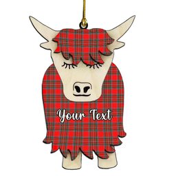 ScotsTee Shop Scottish MacBean Modern Couple Tartan Highland Cow Ornament Acrylic