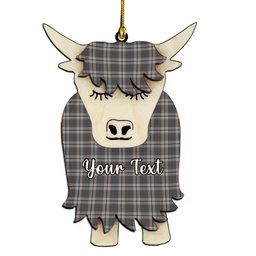 ScotsTee Shop Scottish Harris Mist Couple Tartan Highland Cow Ornament Acrylic