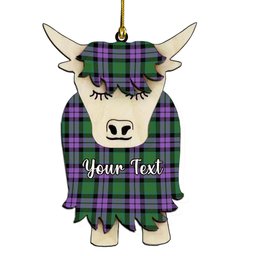 ScotsTee Shop Scottish MacArthur of Milton Ancient Couple Tartan Highland Cow Ornament Acrylic