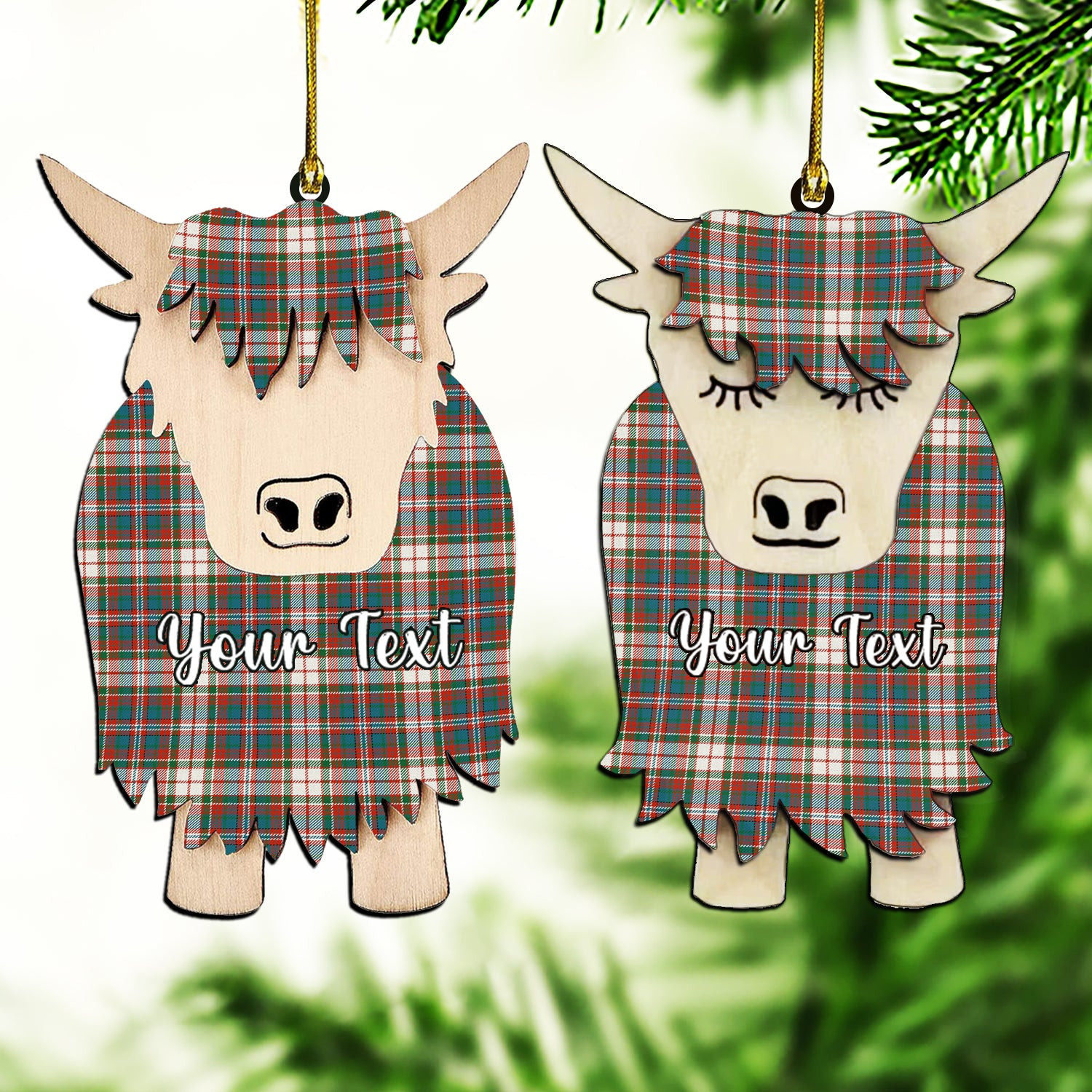 ScotsTee Shop Scottish MacFarlane Dress Ancient Couple Tartan Highland Cow Ornament Acrylic