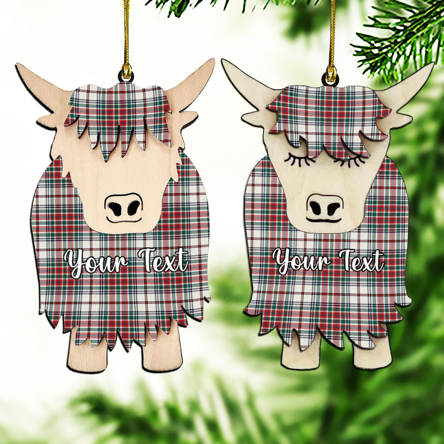 ScotsTee Shop Scottish MacBain Dress Modern Couple Tartan Highland Cow Ornament Acrylic