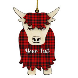 ScotsTee Shop Scottish Hogg Couple Tartan Highland Cow Ornament Acrylic